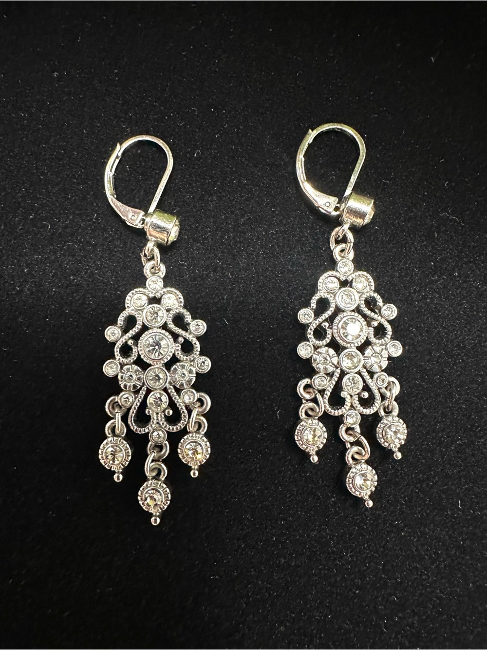 Silver Crystal Chandelier Drop Earrings - Elegant Women Jewelry